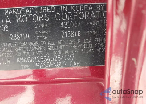 2004 Kia Optima Ex/Lx from USA, damaged, VIN KNAGD126345254527